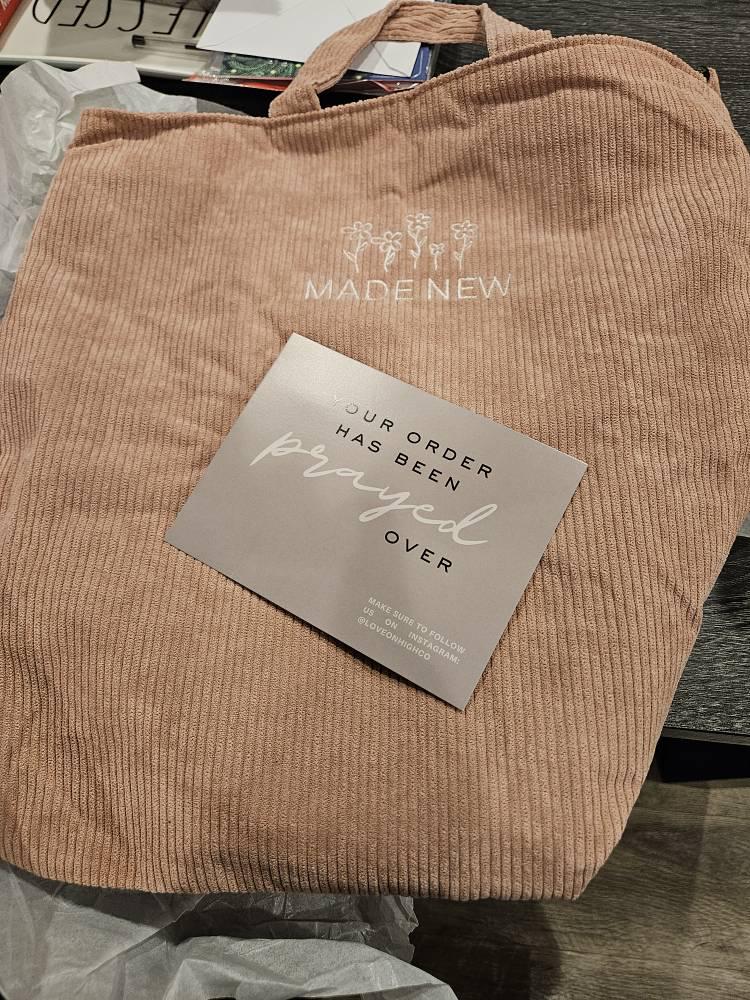 Embroidered Christian Corduroy Tote Bag Bible Study Shoulder Bag with Zipper Brown God Is Good Imago Dei Crossbody Butterfly Handbag