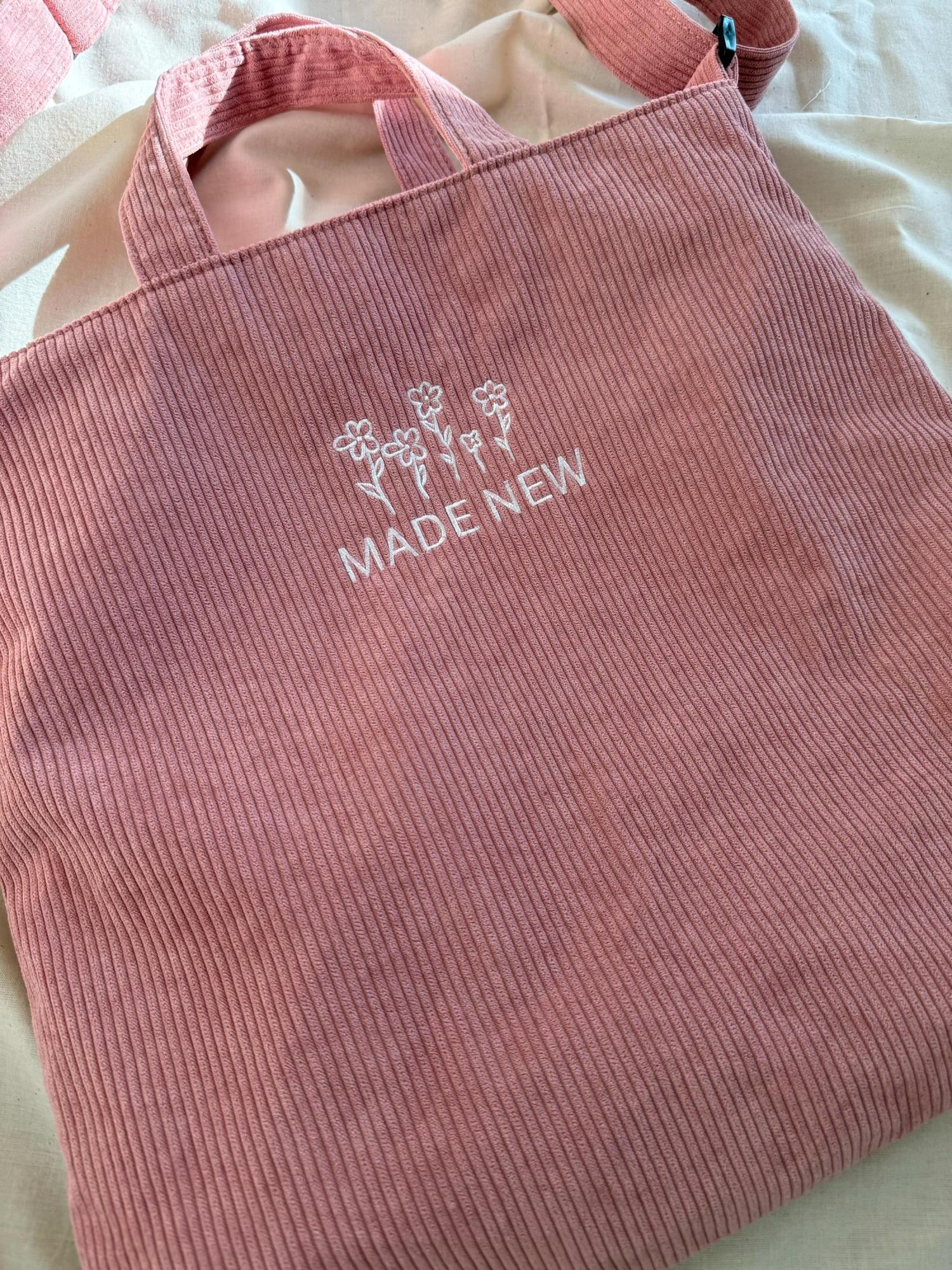 Embroidered Christian Corduroy Tote Bag Bible Study Shoulder Bag with Zipper Brown God Is Good Imago Dei Crossbody Butterfly Handbag