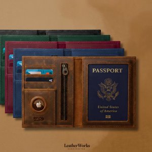Personalized AirTag Genuine Leather Passport Holder: RFID Blocking Travel Wallet, Custom made