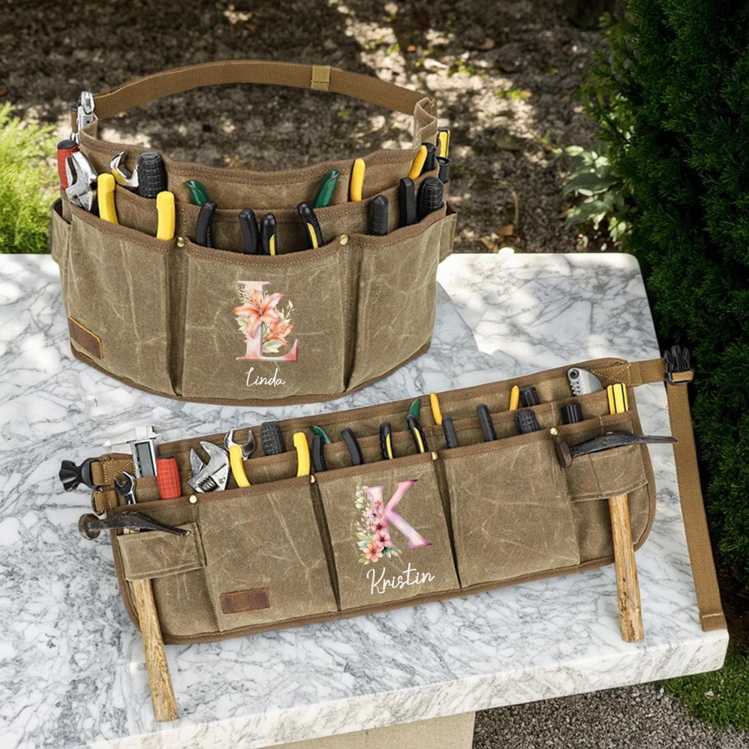 Personalization Heavy-Duty Tool Belt, Adjustable Pouch Apron for Mechanics, Electricians, Gardeners, and Makers Half Waist Apron Gift