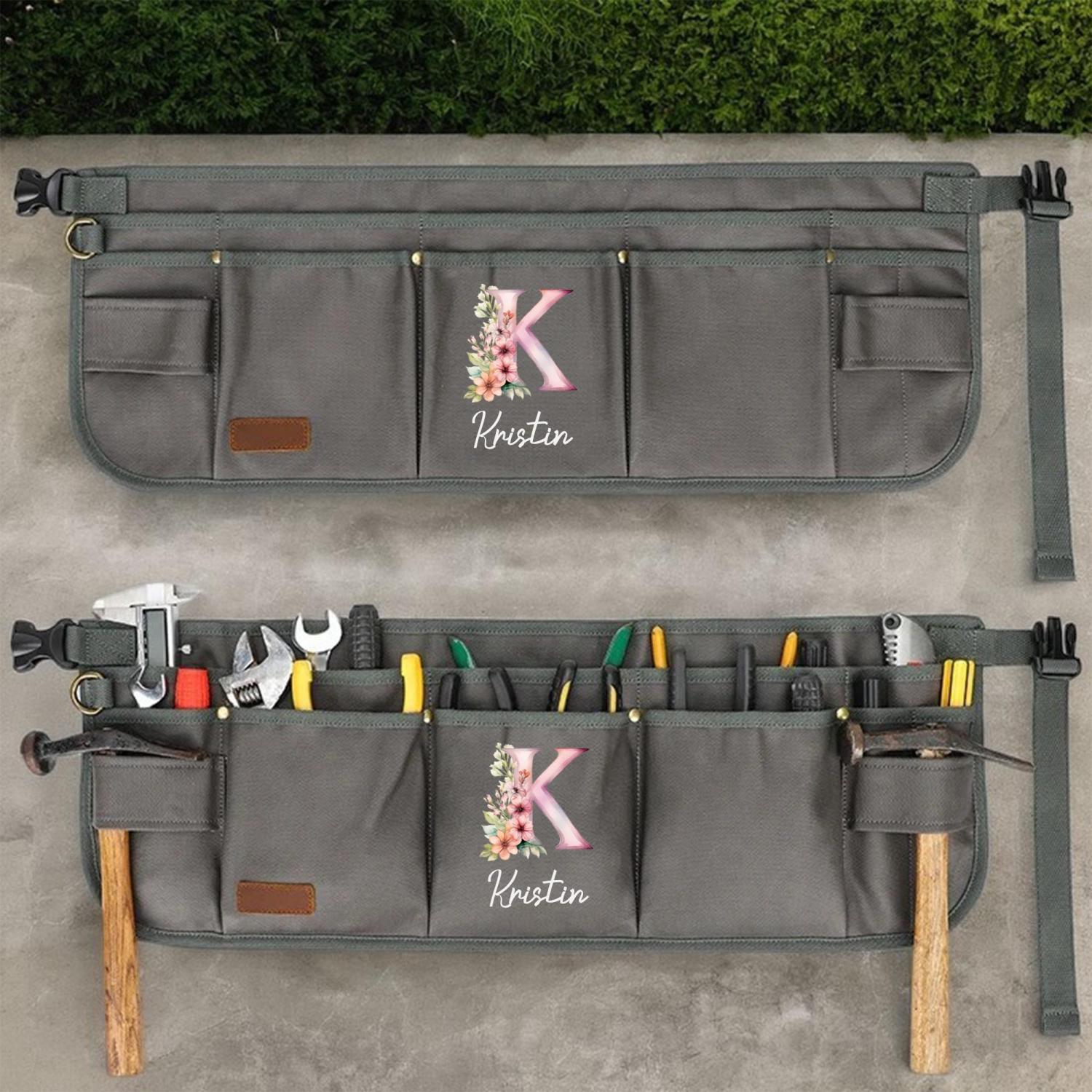Personalization Heavy-Duty Tool Belt, Adjustable Pouch Apron for Mechanics, Electricians, Gardeners, and Makers Half Waist Apron Gift