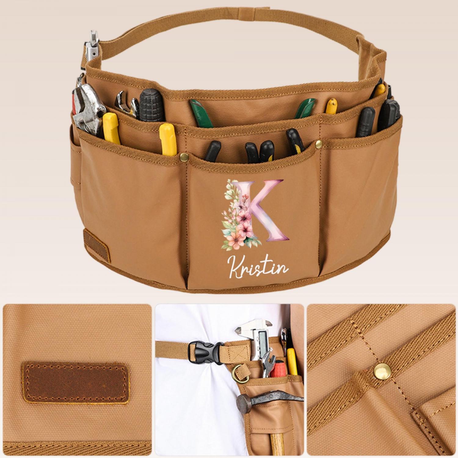 Personalization Heavy-Duty Tool Belt, Adjustable Pouch Apron for Mechanics, Electricians, Gardeners, and Makers Half Waist Apron Gift