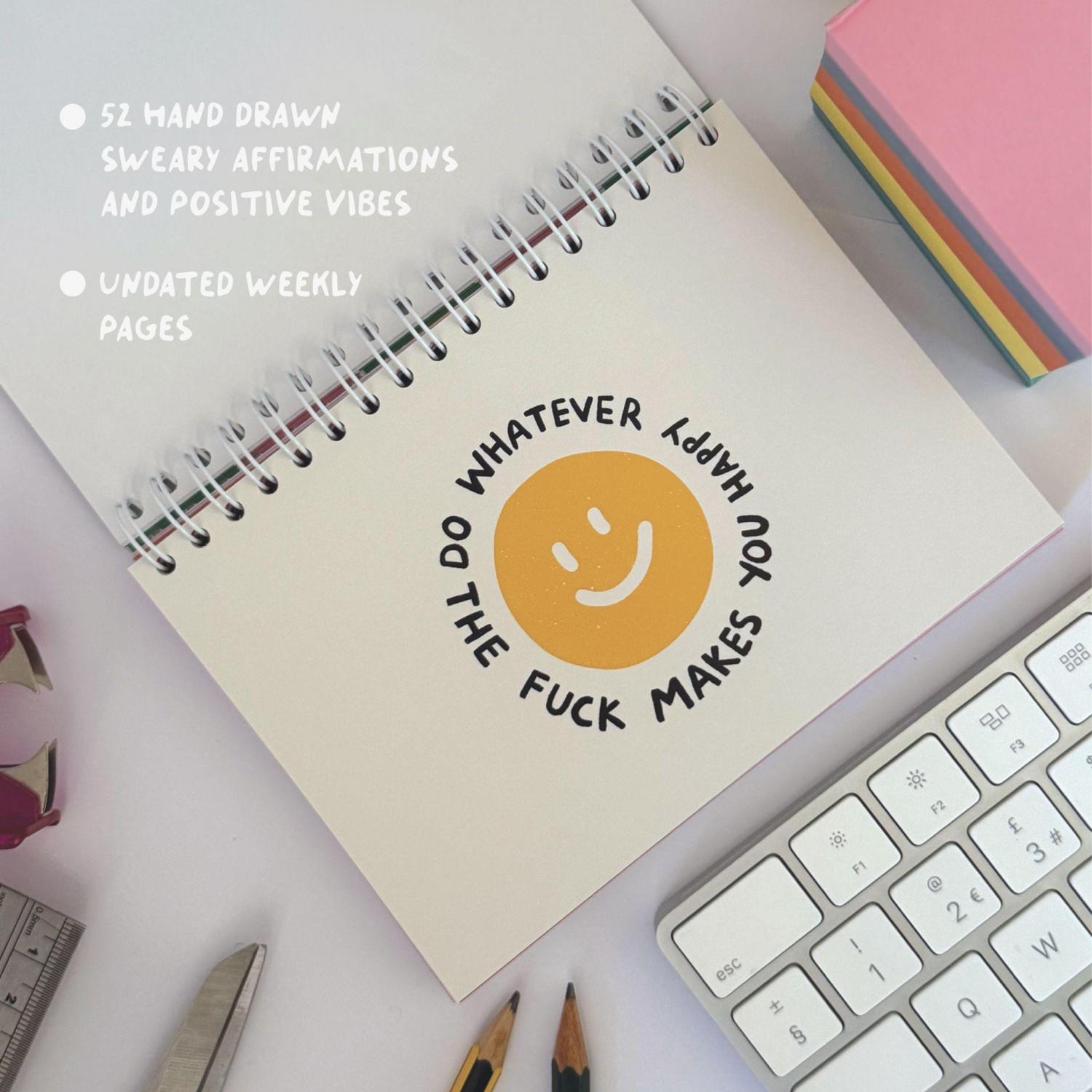 Sweary Affirmation Desk Flip Chart Desk Pad Book | 52 Weeks of Positive F*cking Vibes | Funny Adult Gift | Daily Motivation | Office Gift