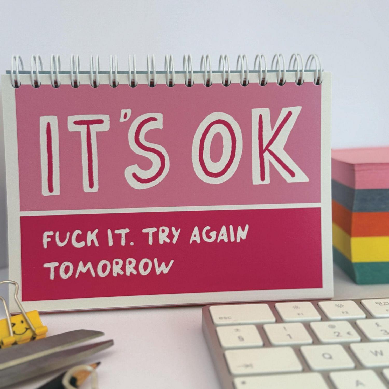 Sweary Affirmation Desk Flip Chart Desk Pad Book | 52 Weeks of Positive F*cking Vibes | Funny Adult Gift | Daily Motivation | Office Gift