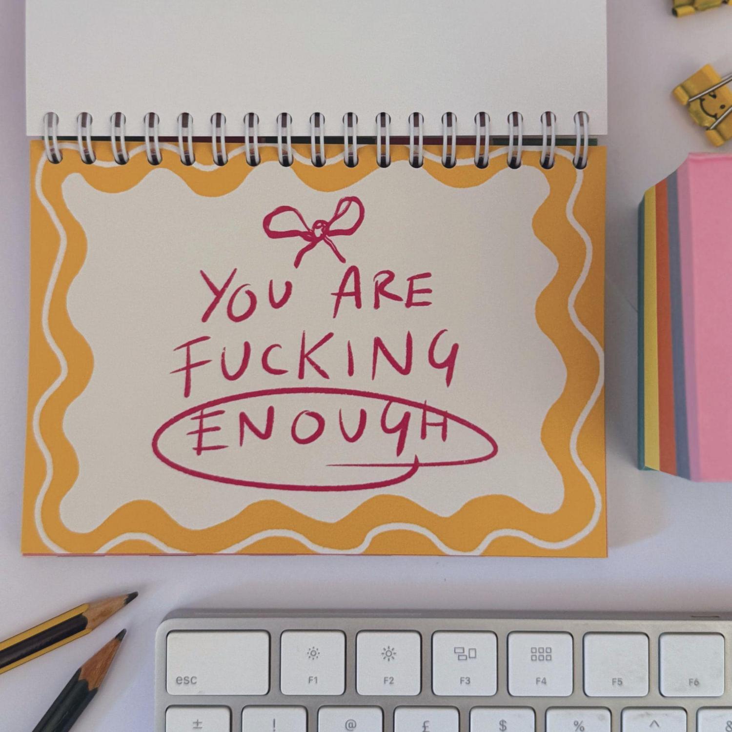 Sweary Affirmation Desk Flip Chart Desk Pad Book | 52 Weeks of Positive F*cking Vibes | Funny Adult Gift | Daily Motivation | Office Gift