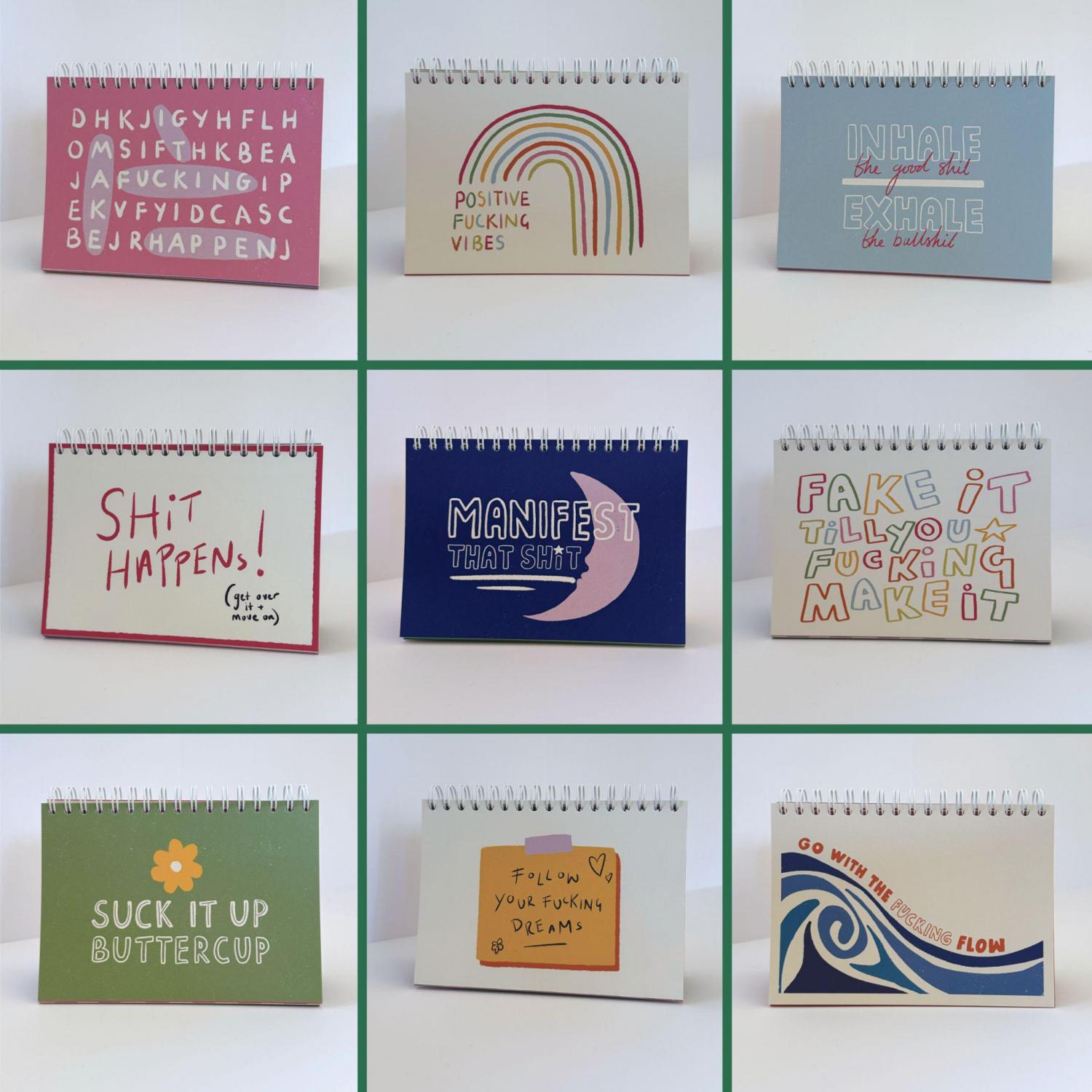 Sweary Affirmation Desk Flip Chart Desk Pad Book | 52 Weeks of Positive F*cking Vibes | Funny Adult Gift | Daily Motivation | Office Gift