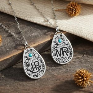 Custom Cattle Brand Necklace Personalized Printed Initials Logo Tooled Pendant Western Dainty Cowgirl Jewelry Gift Her Silver Boho Keepsake