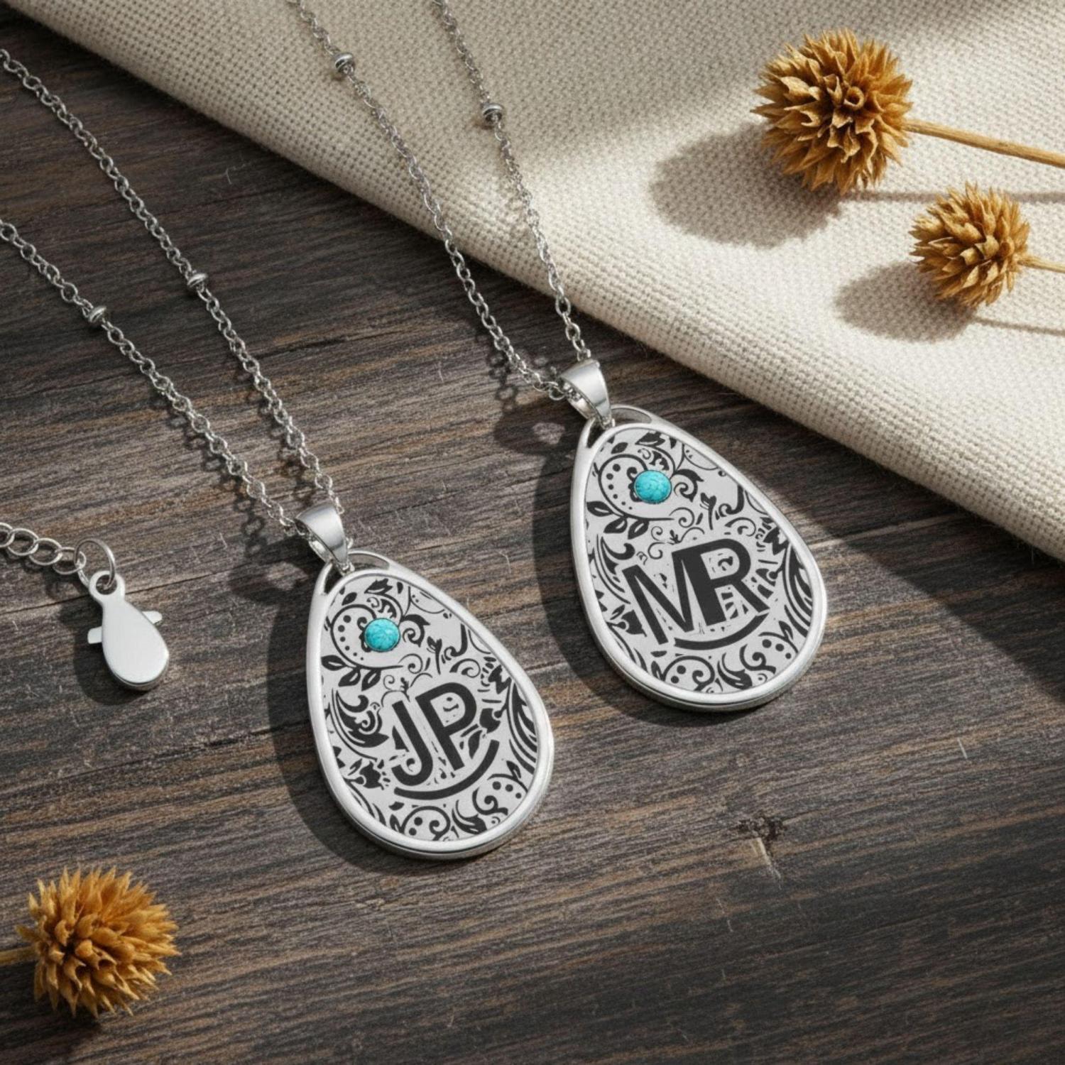 Custom Cattle Brand Necklace Personalized Printed Initials Logo Tooled Pendant Western Dainty Cowgirl Jewelry Gift Her Silver Boho Keepsake