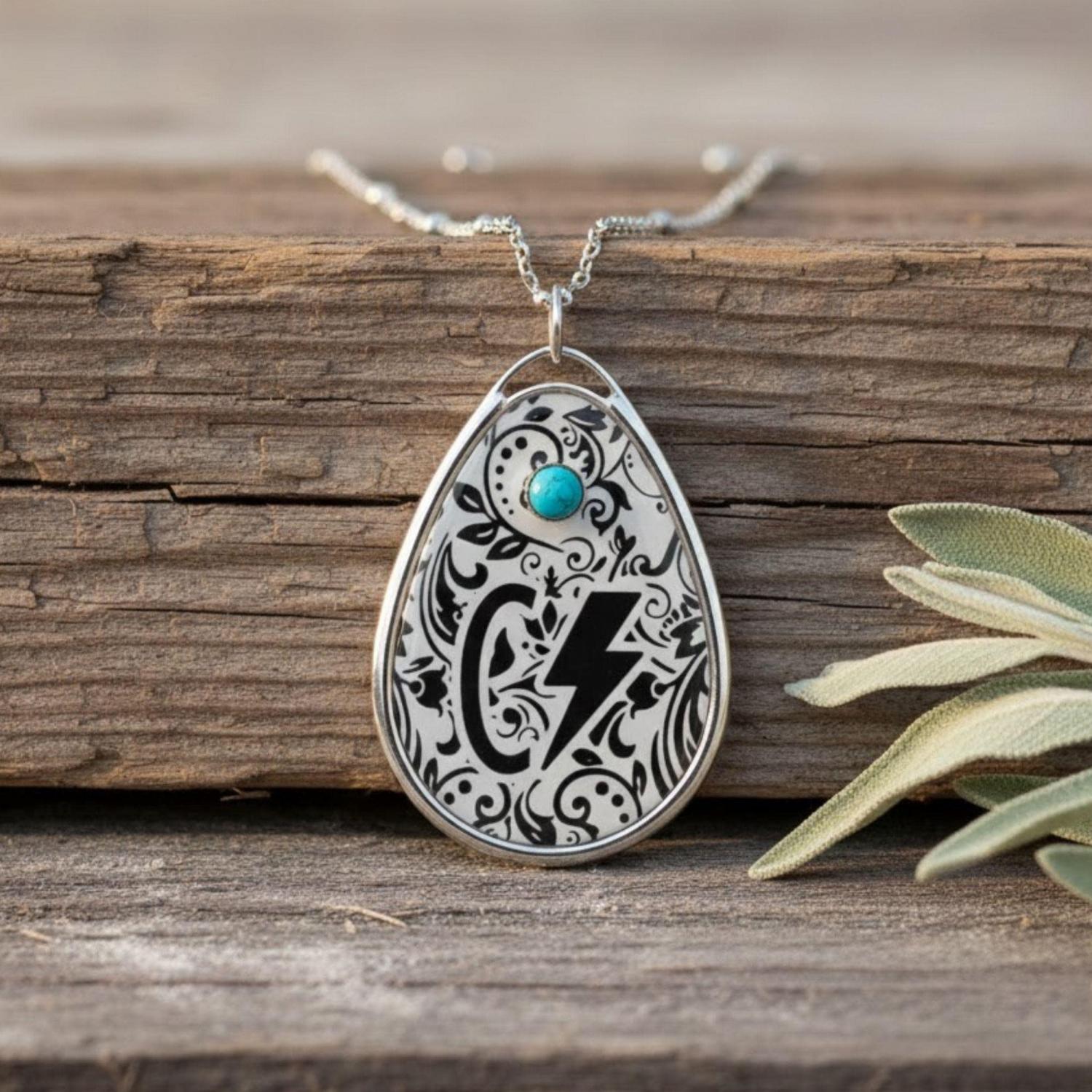 Custom Cattle Brand Necklace Personalized Printed Initials Logo Tooled Pendant Western Dainty Cowgirl Jewelry Gift Her Silver Boho Keepsake