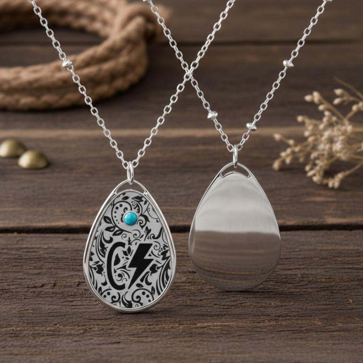 Custom Cattle Brand Necklace Personalized Printed Initials Logo Tooled Pendant Western Dainty Cowgirl Jewelry Gift Her Silver Boho Keepsake