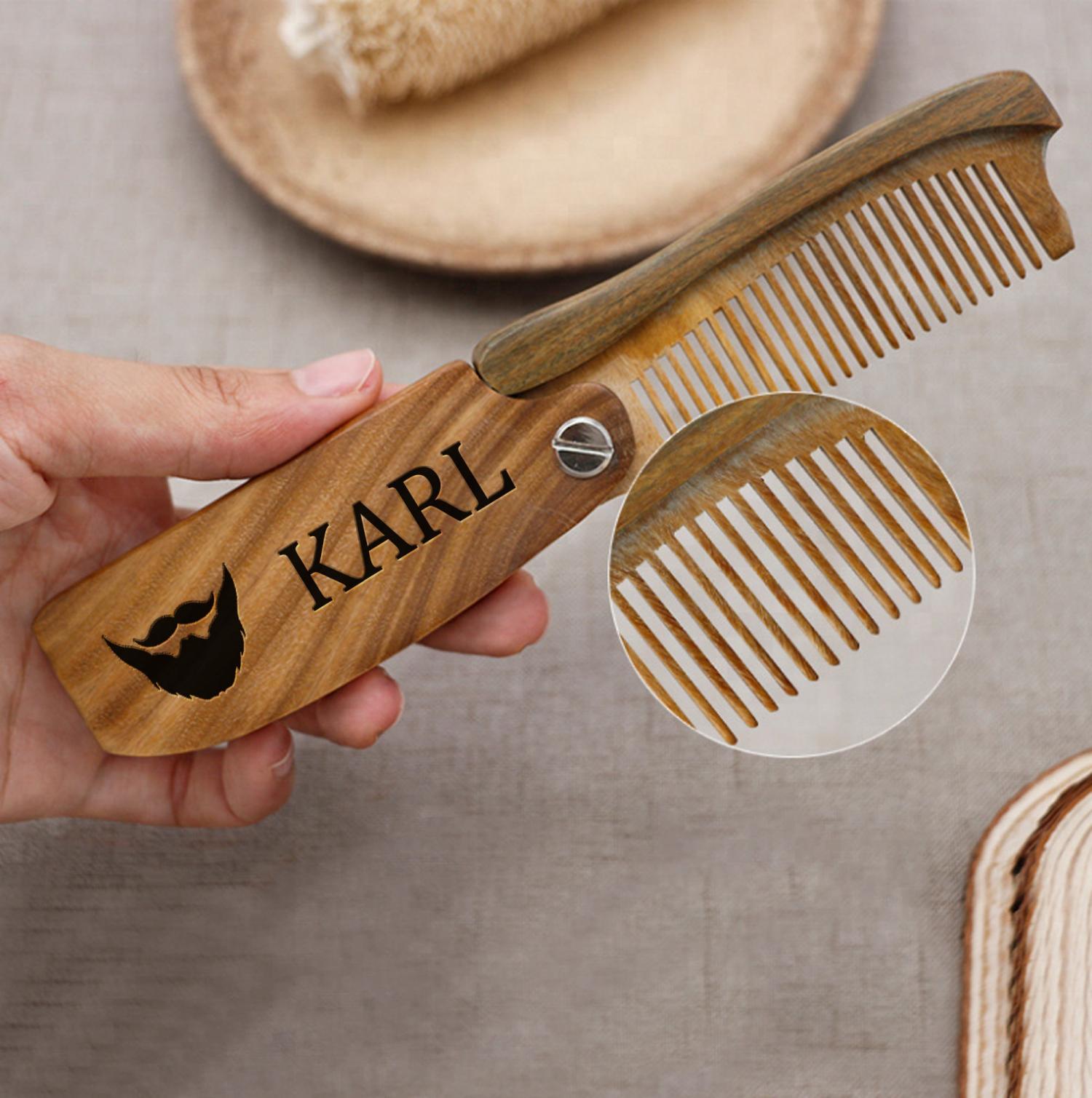 custom engraved beard comb, personalized wooden comb, groomsmen gift idea, anniversary or birthday, mens gift, bearded men, christmas gift
