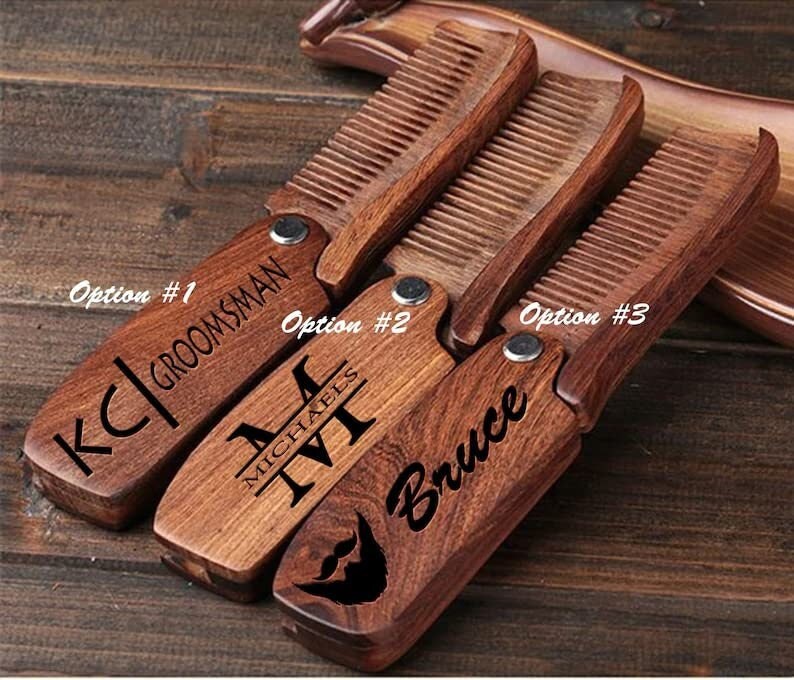 custom engraved beard comb, personalized wooden comb, groomsmen gift idea, anniversary or birthday, mens gift, bearded men, christmas gift