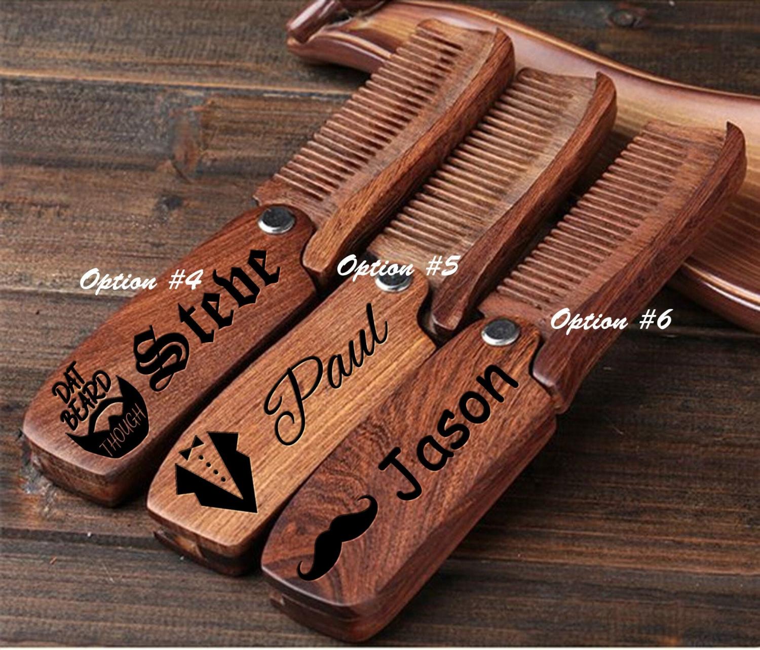 custom engraved beard comb, personalized wooden comb, groomsmen gift idea, anniversary or birthday, mens gift, bearded men, christmas gift