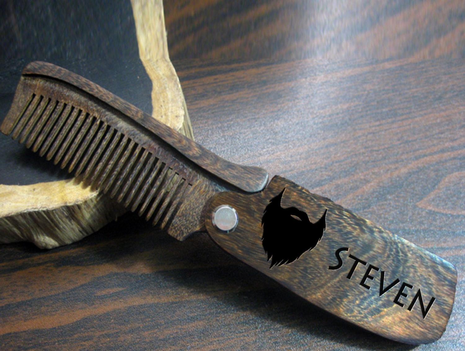 custom engraved beard comb, personalized wooden comb, groomsmen gift idea, anniversary or birthday, mens gift, bearded men, christmas gift