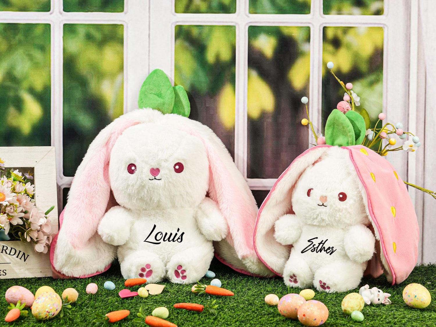 Reversible Carrot Bunny Plush: Custom Easter Gift For Kids