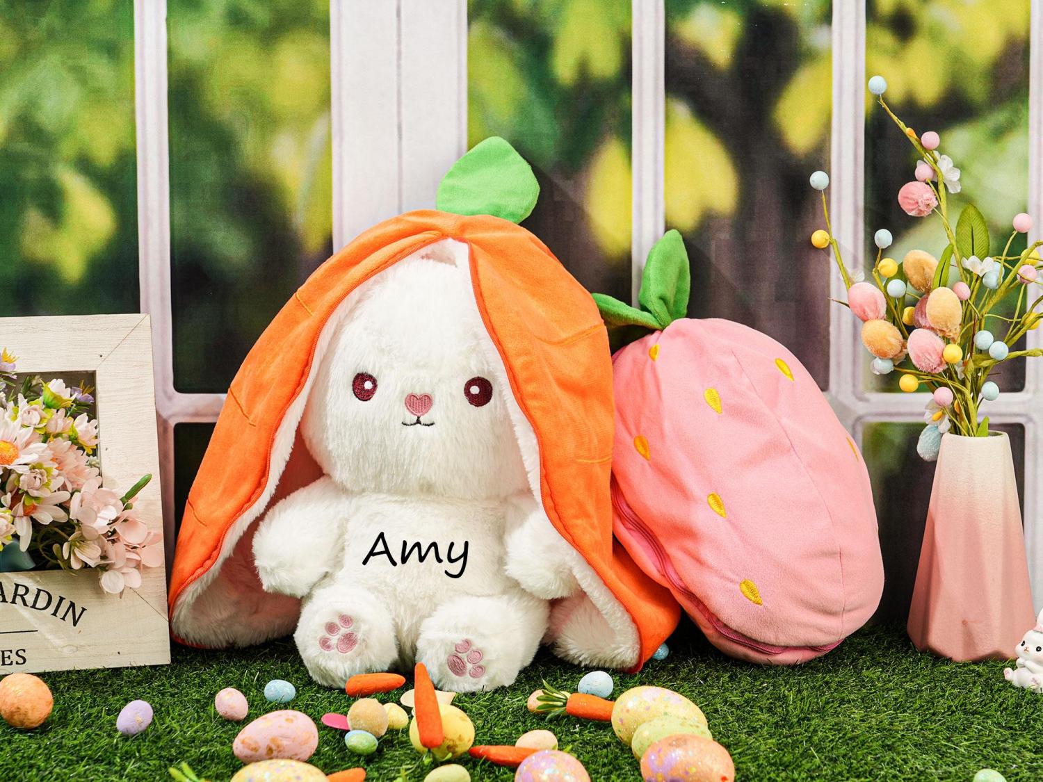 Reversible Carrot Bunny Plush: Custom Easter Gift For Kids