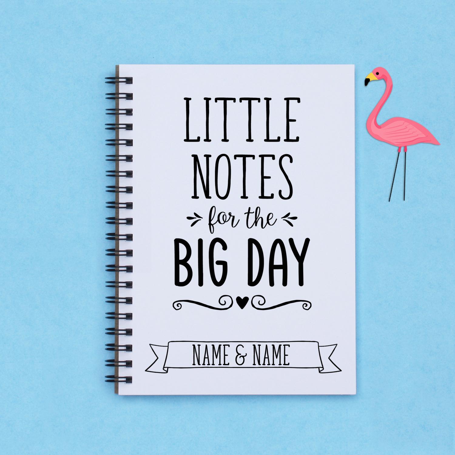 Little Notes for the Big Day, Personalized, 5" x 7" wedding notebook, wedding notes, wedding ideas, wedding details, engagement gift, gift