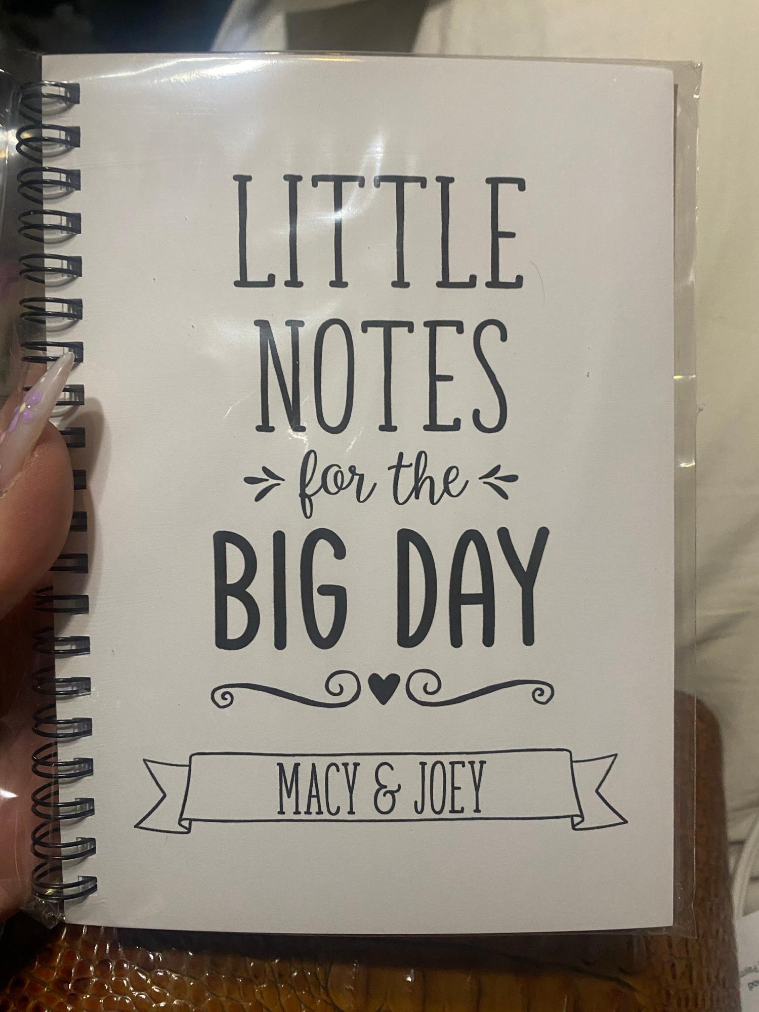 Little Notes for the Big Day, Personalized, 5" x 7" wedding notebook, wedding notes, wedding ideas, wedding details, engagement gift, gift