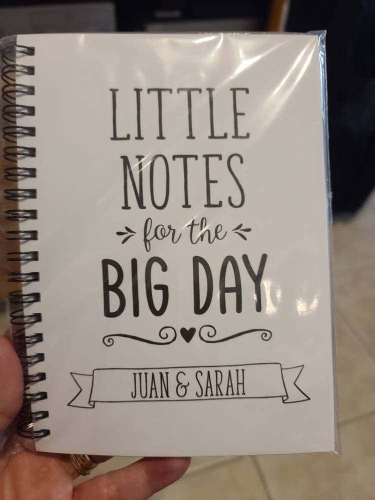 Little Notes for the Big Day, Personalized, 5" x 7" wedding notebook, wedding notes, wedding ideas, wedding details, engagement gift, gift