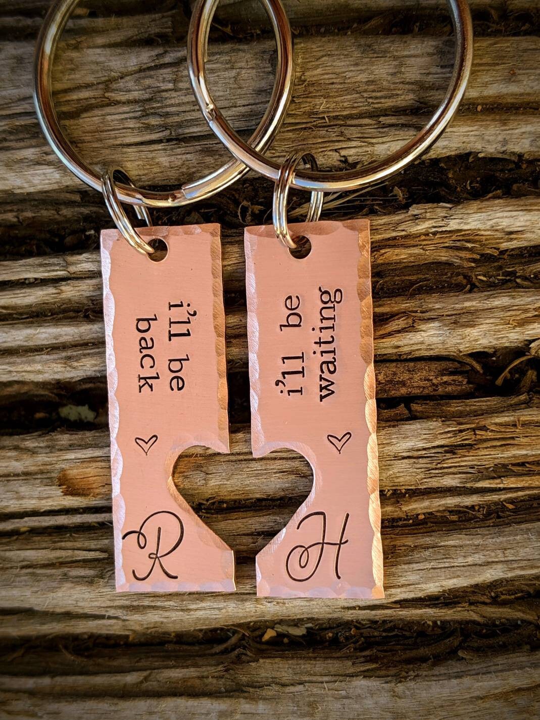 Personalized hand stamped couples keychain SET. Custom Anniversary gifts for him. Valentines girlfriend wife gift. Boyfriend husband gift.