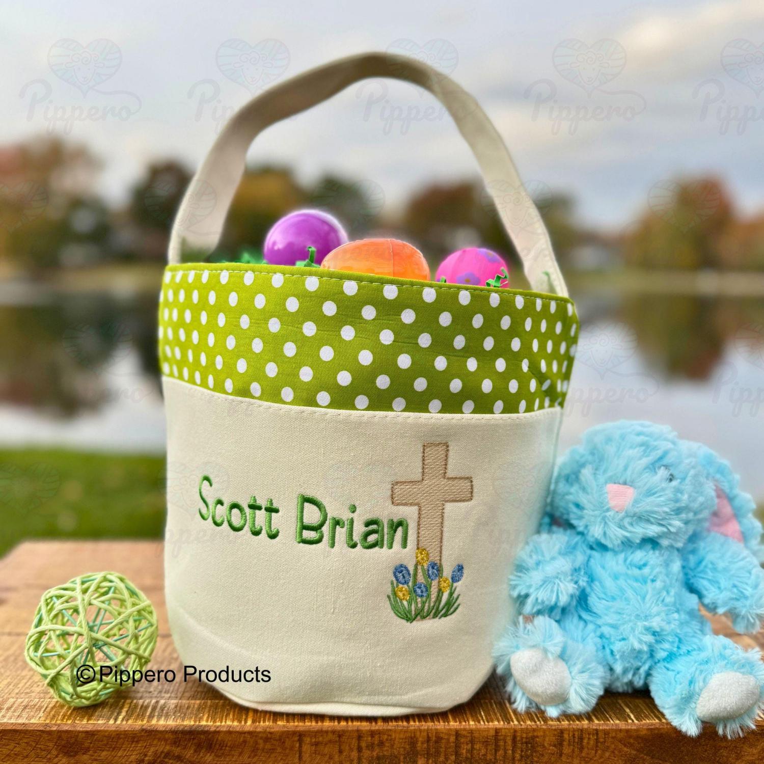 Cross Personalized Easter Basket,  Customized Easter Basket, Kid's Easter Basket, Custom Easter Basket, Christian Easter Basket