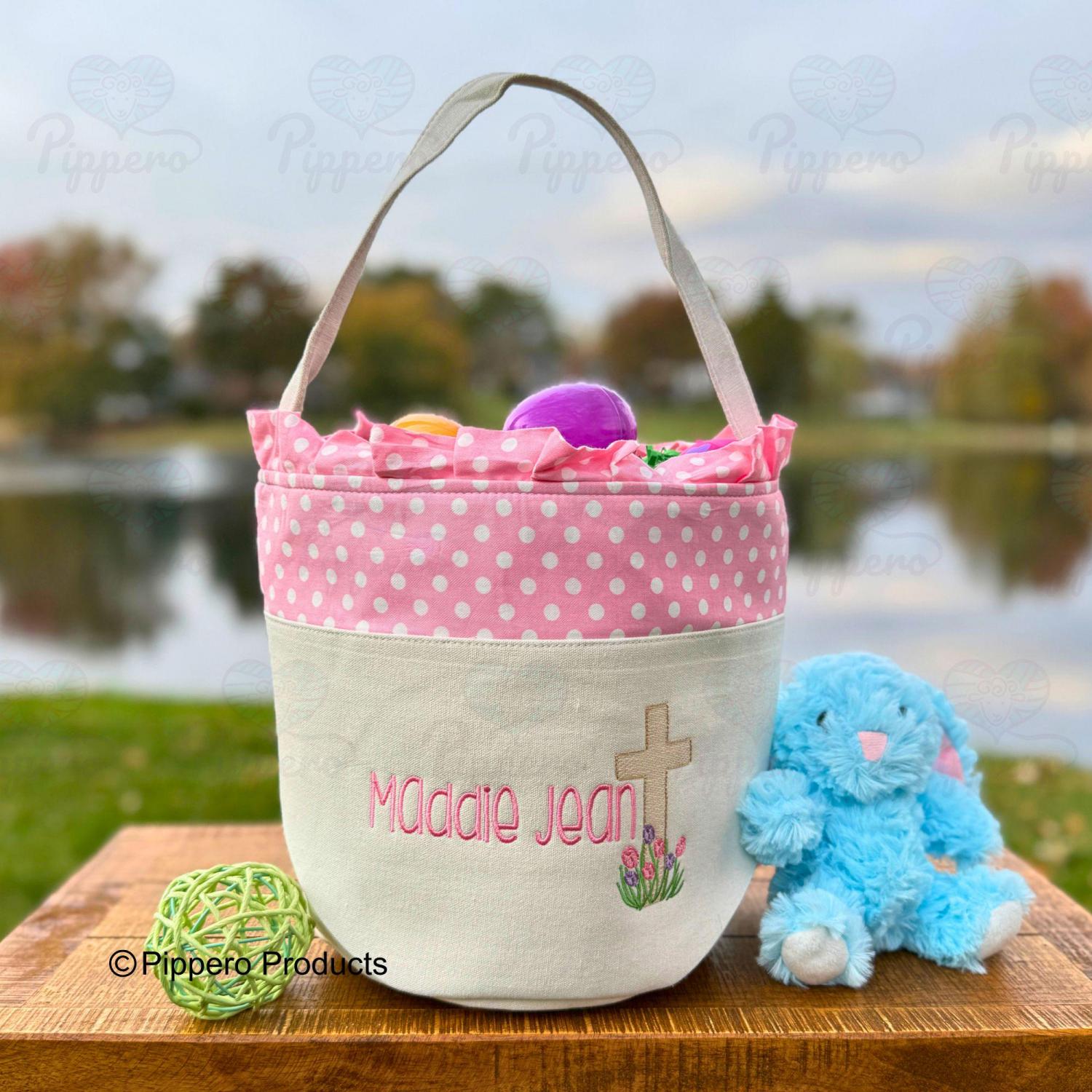Cross Personalized Easter Basket,  Customized Easter Basket, Kid's Easter Basket, Custom Easter Basket, Christian Easter Basket