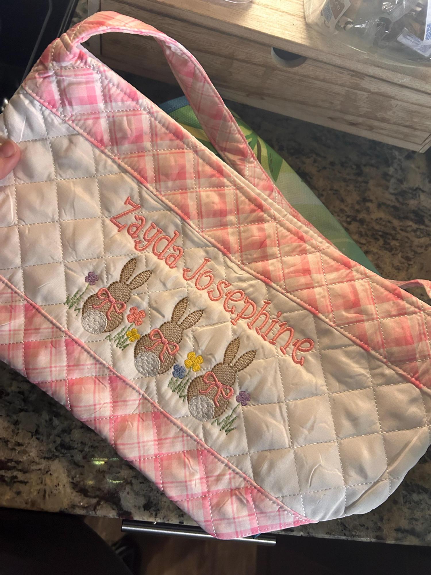 Personalized Quilted Easter Basket,  Customized Easter Basket, Kid's Easter Basket, Embroidered Basket