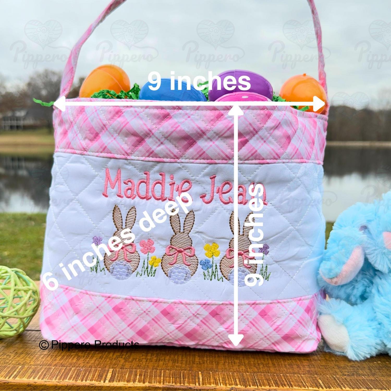 Personalized Quilted Easter Basket,  Customized Easter Basket, Kid's Easter Basket, Embroidered Basket