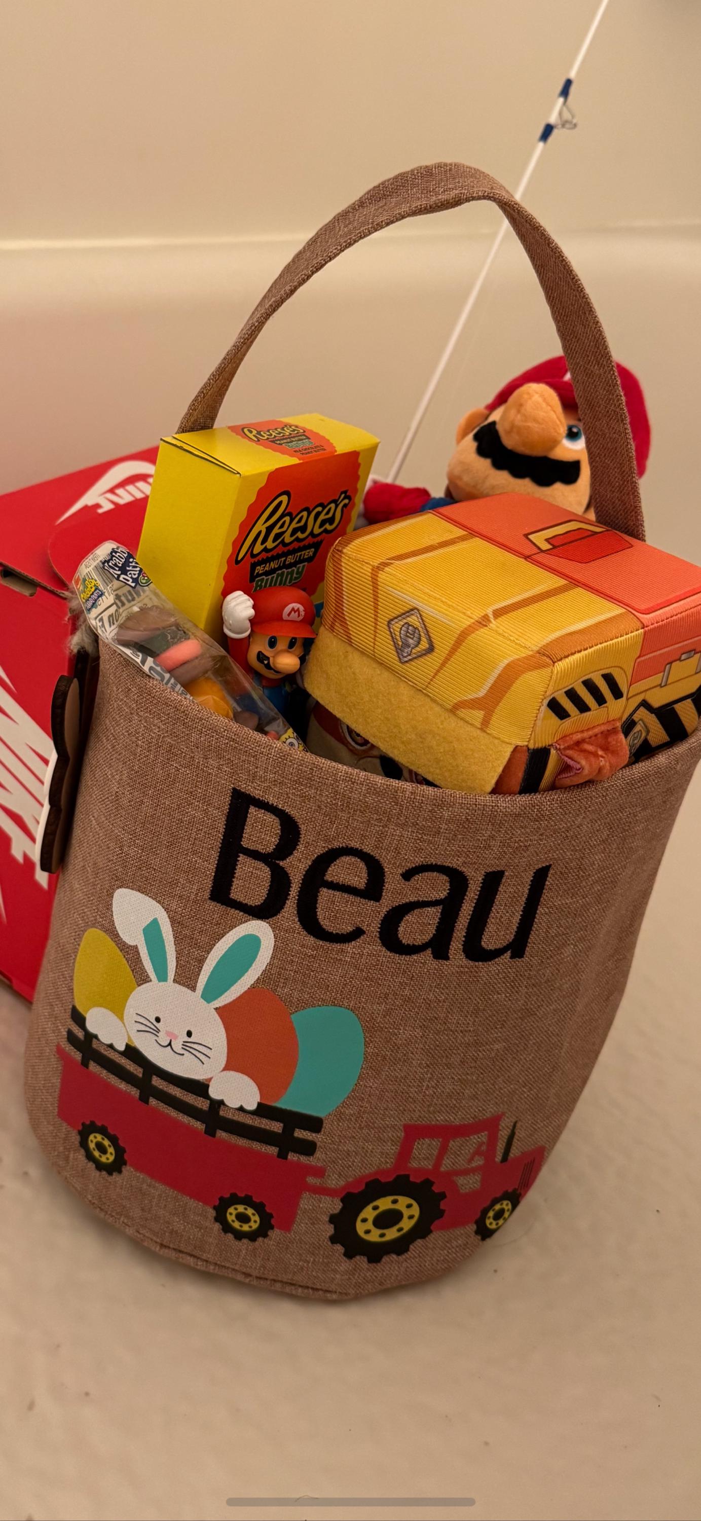 Tractor Easter Basket, personalized easter basket, embroidered easter basket, boys easter basket, bunny tractor easter basket, bunny basket