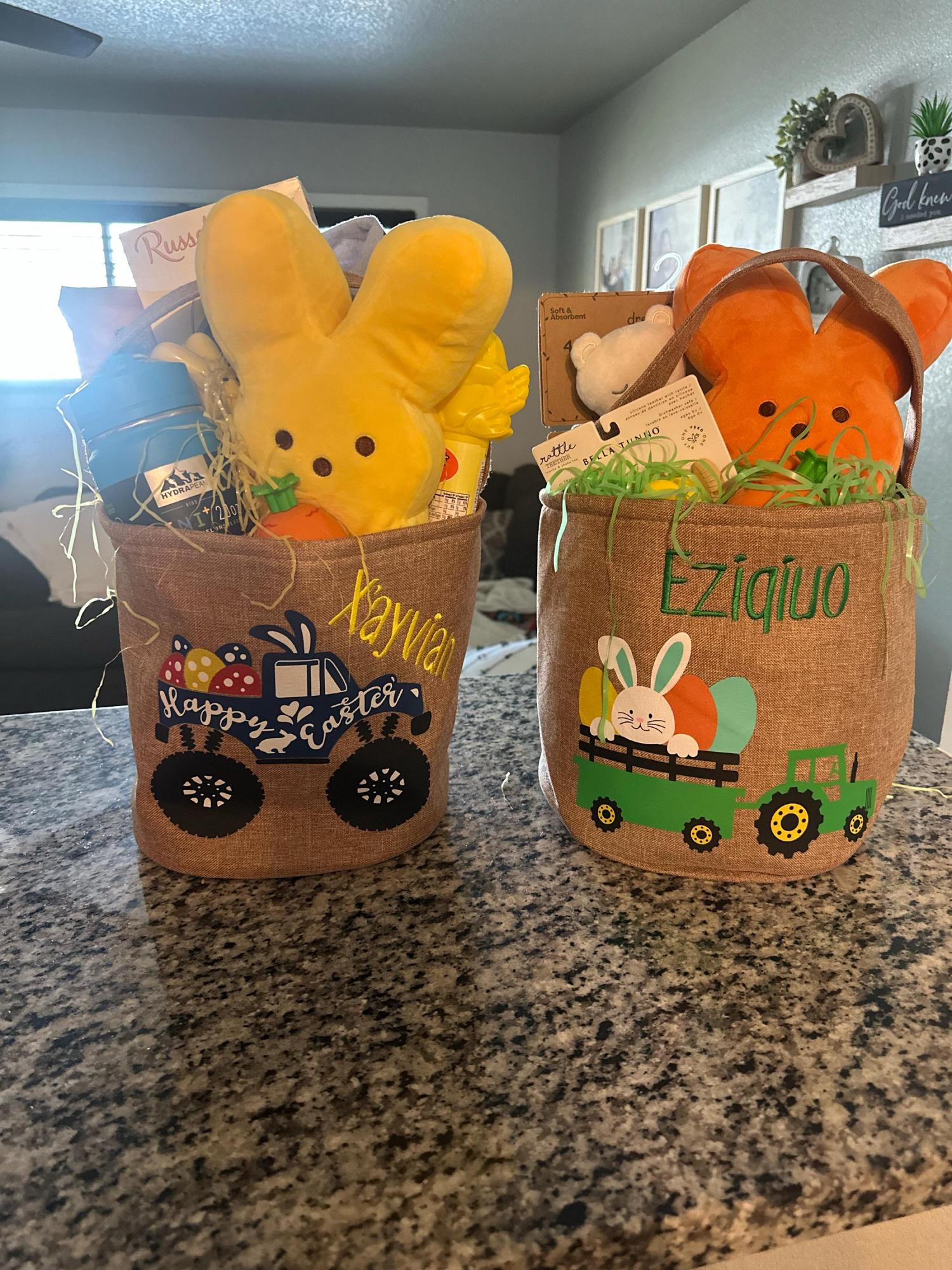 Tractor Easter Basket, personalized easter basket, embroidered easter basket, boys easter basket, bunny tractor easter basket, bunny basket