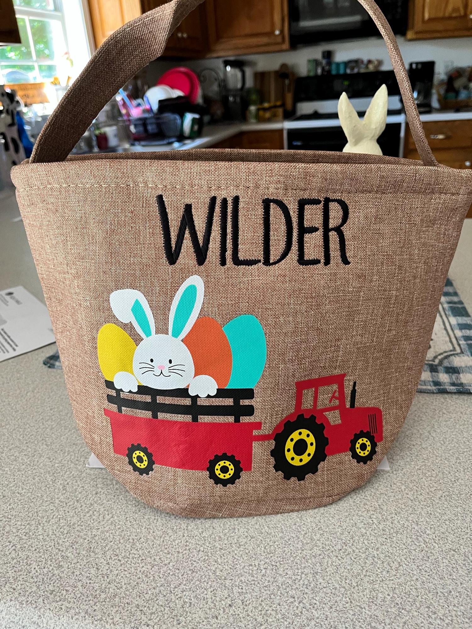 Tractor Easter Basket, personalized easter basket, embroidered easter basket, boys easter basket, bunny tractor easter basket, bunny basket