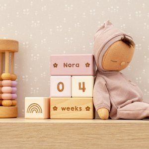 Wooden Baby Milestone Blocks: Custom Name & Age Photo Props