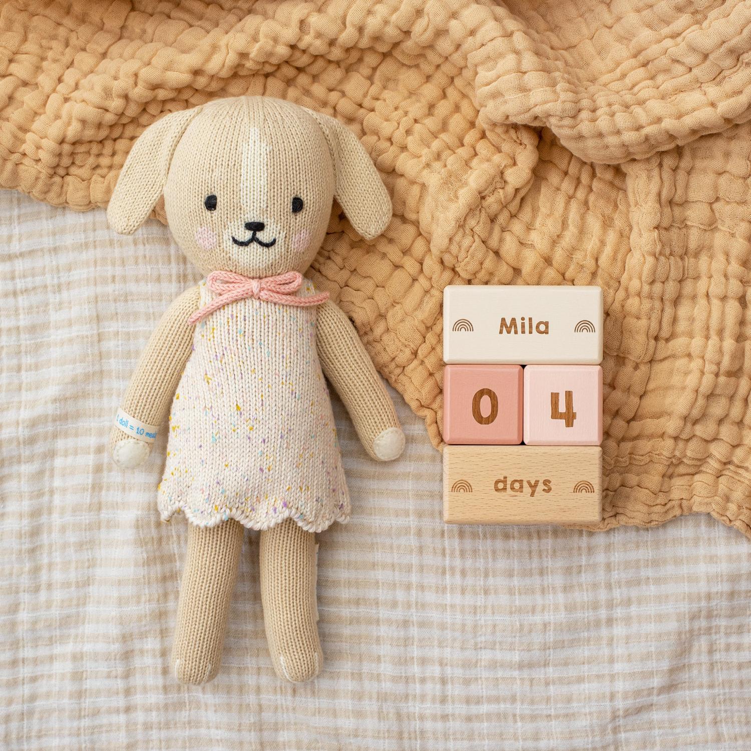 Wooden Baby Milestone Blocks: Custom Name & Age Photo Props