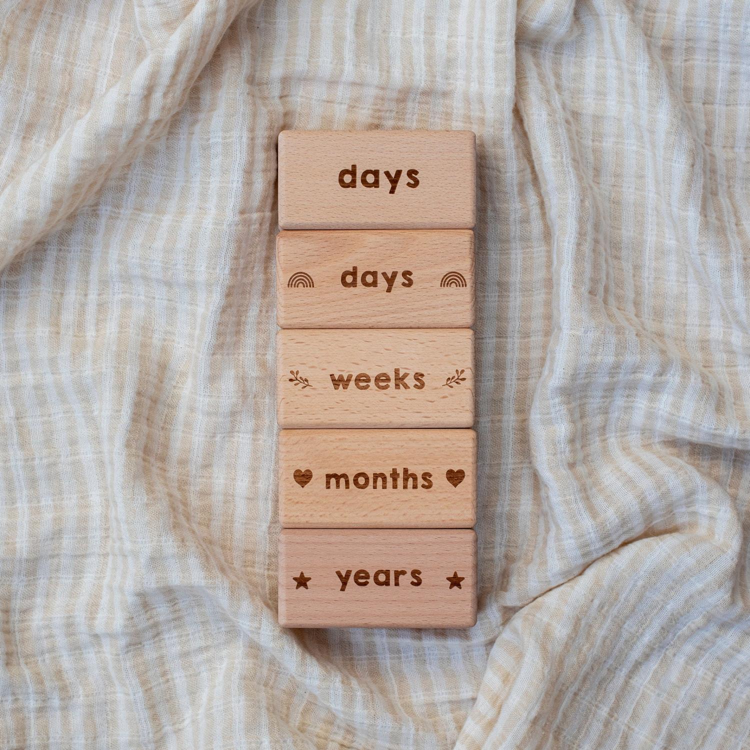 Wooden Baby Milestone Blocks: Custom Name & Age Photo Props