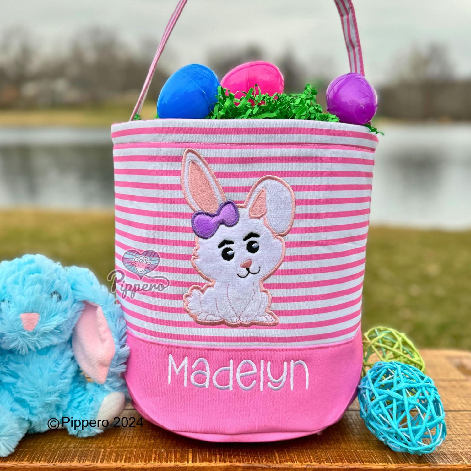 Personalized Easter Basket, Customized Easter Basket, Kid's Easter Basket, Embroidered Easter Basket, Christian Easter Basket, Tractor Bunny