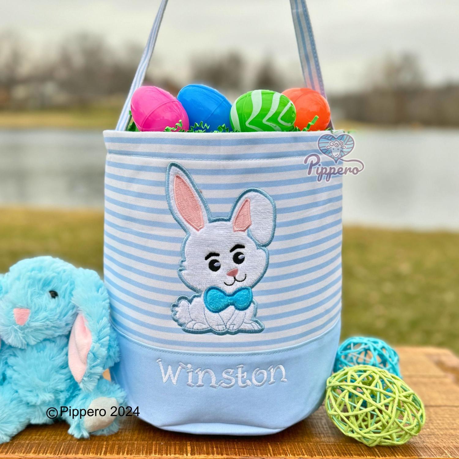 Personalized Easter Basket, Customized Easter Basket, Kid's Easter Basket, Embroidered Easter Basket, Christian Easter Basket, Tractor Bunny