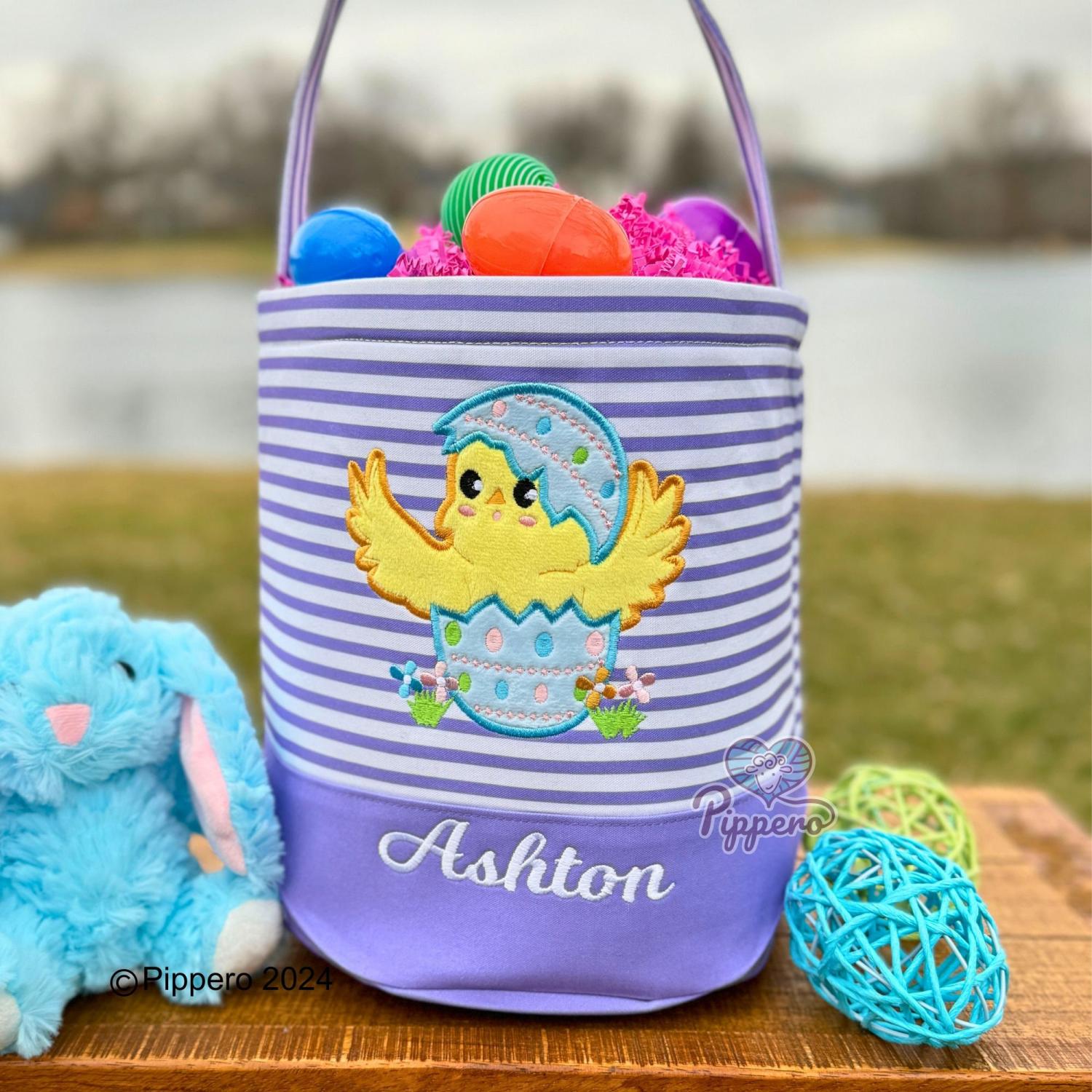 Personalized Easter Basket, Customized Easter Basket, Kid's Easter Basket, Embroidered Easter Basket, Christian Easter Basket, Tractor Bunny