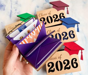 Gift card holder for graduate, personalized folded paper book, for graduation, gift for high school, college graduate, class of 2026