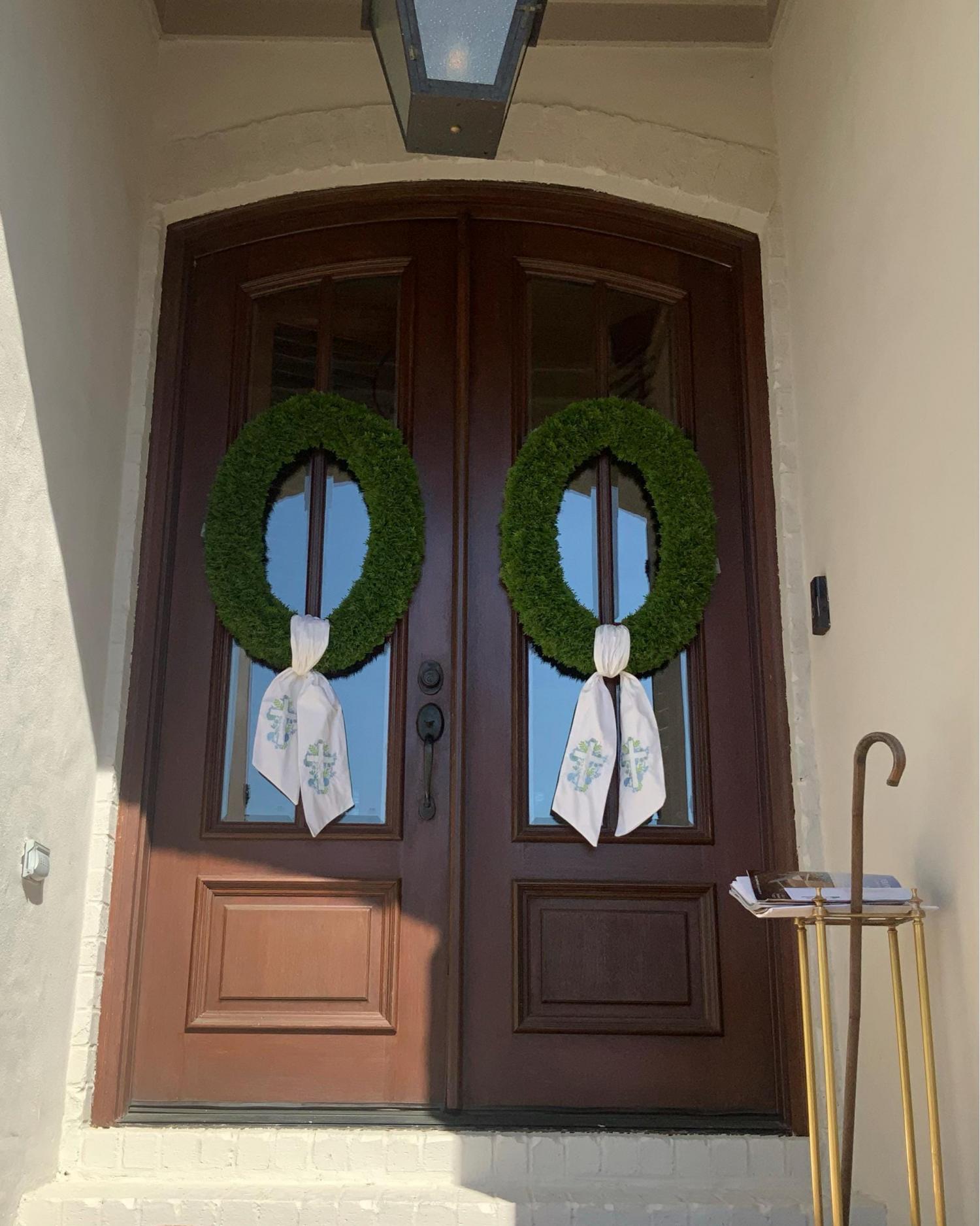 Spring and Easter Wreath Sash/ He Is Risen With Cross Design/Easter Home Decor/Wreath Sash for Spring or Easter