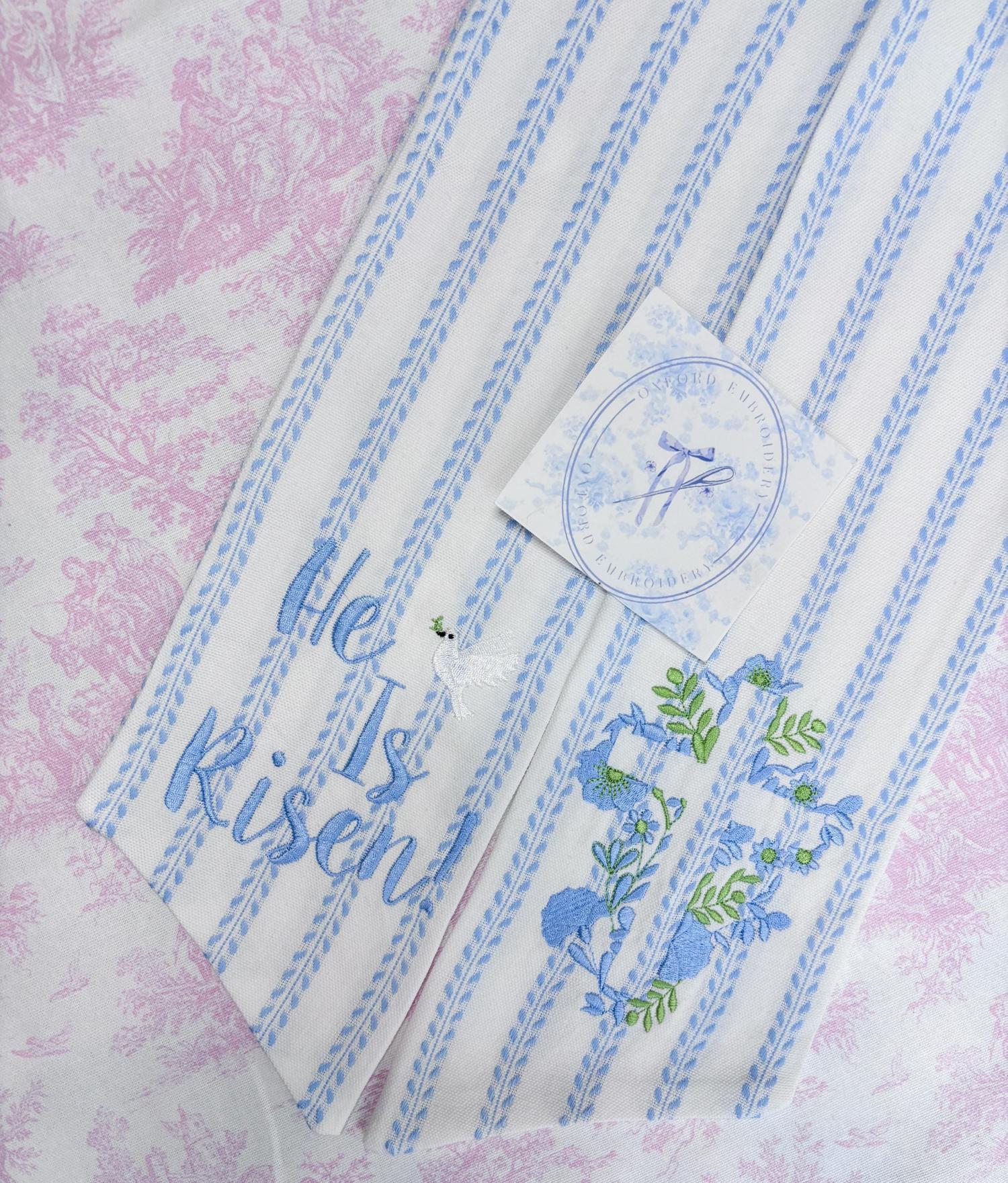 Spring and Easter Wreath Sash/ He Is Risen With Cross Design/Easter Home Decor/Wreath Sash for Spring or Easter