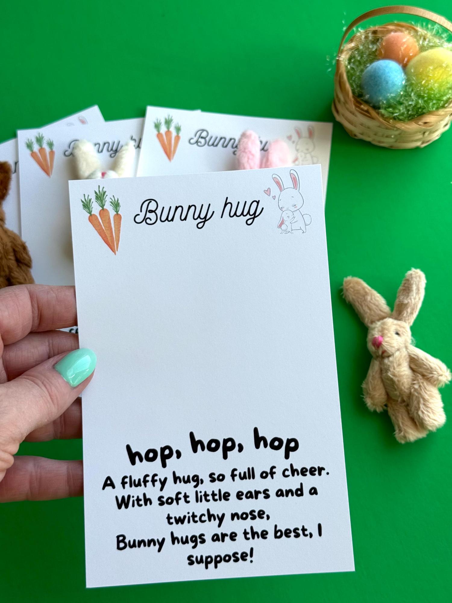 Easter Bunny pocket hug gift with Card and miniature Teddy stuff animal Easter Basket Gift for grandkid Easter gift