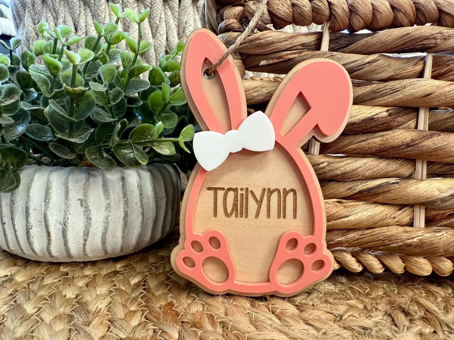 Personalized Easter Basket Tag,  Easter Basket Tag, Custom Easter Basket Tag, Bunny Tag