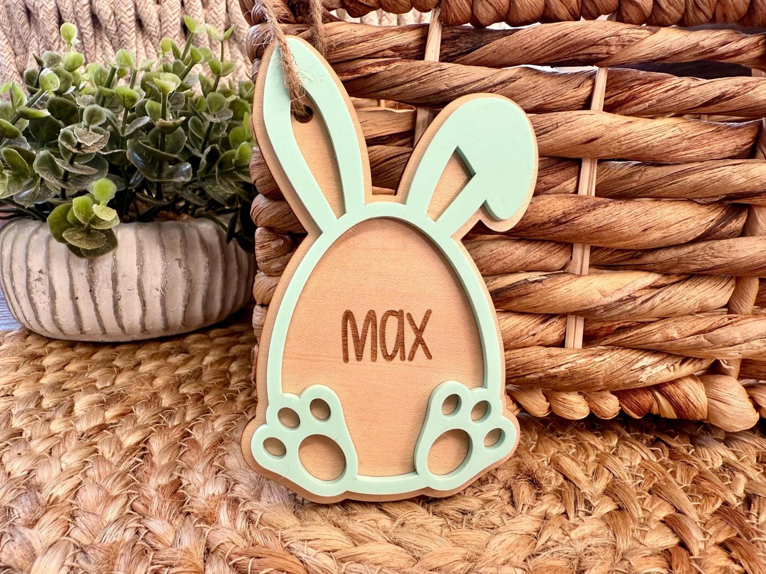 Personalized Easter Basket Tag,  Easter Basket Tag, Custom Easter Basket Tag, Bunny Tag