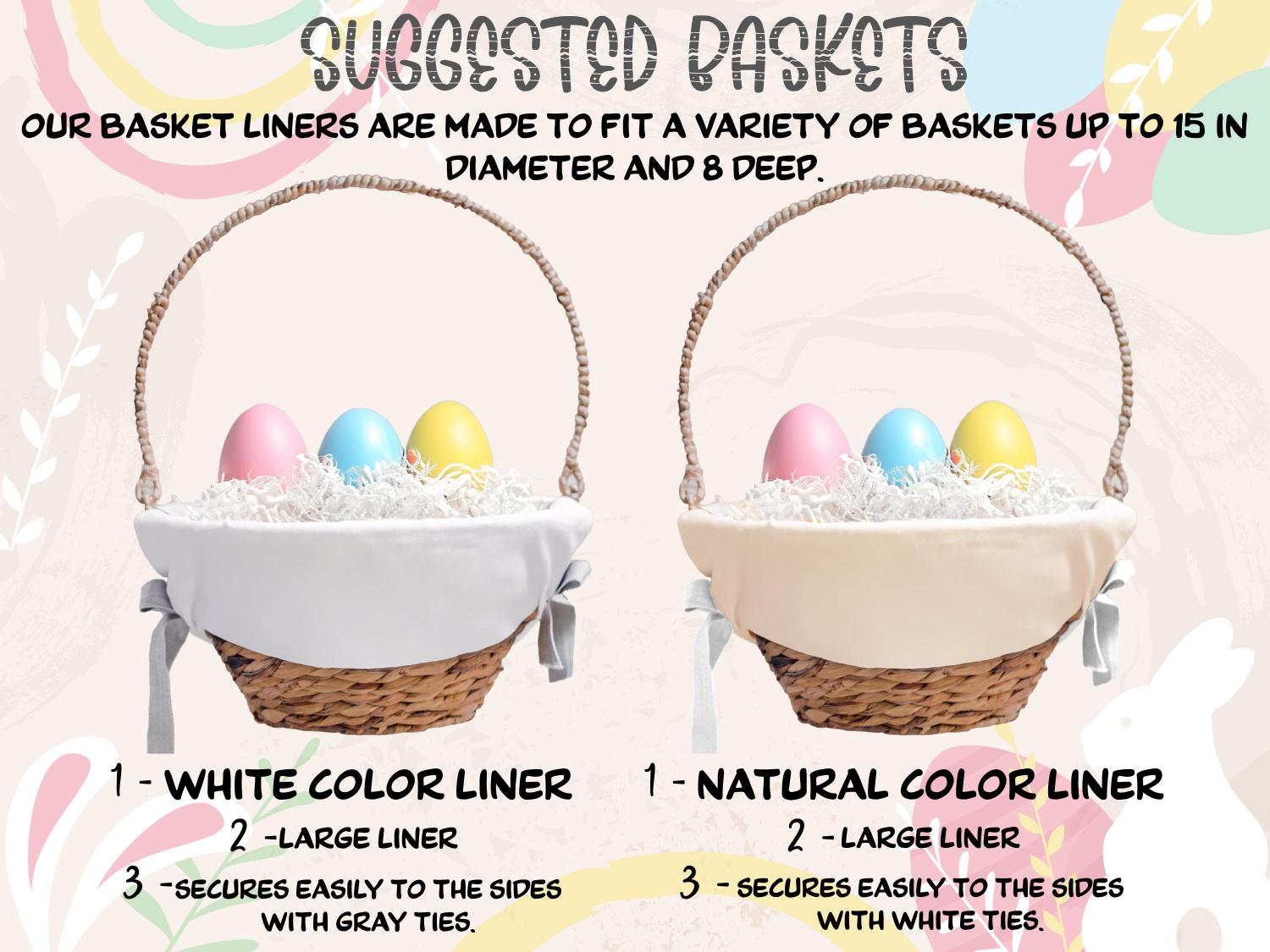 Personalized Easter Basket Liner, Custom Name Bunny Fabric Liner for Kids, Easter Egg Hunt Gift, Spring Decor Basket with Name or Monogram