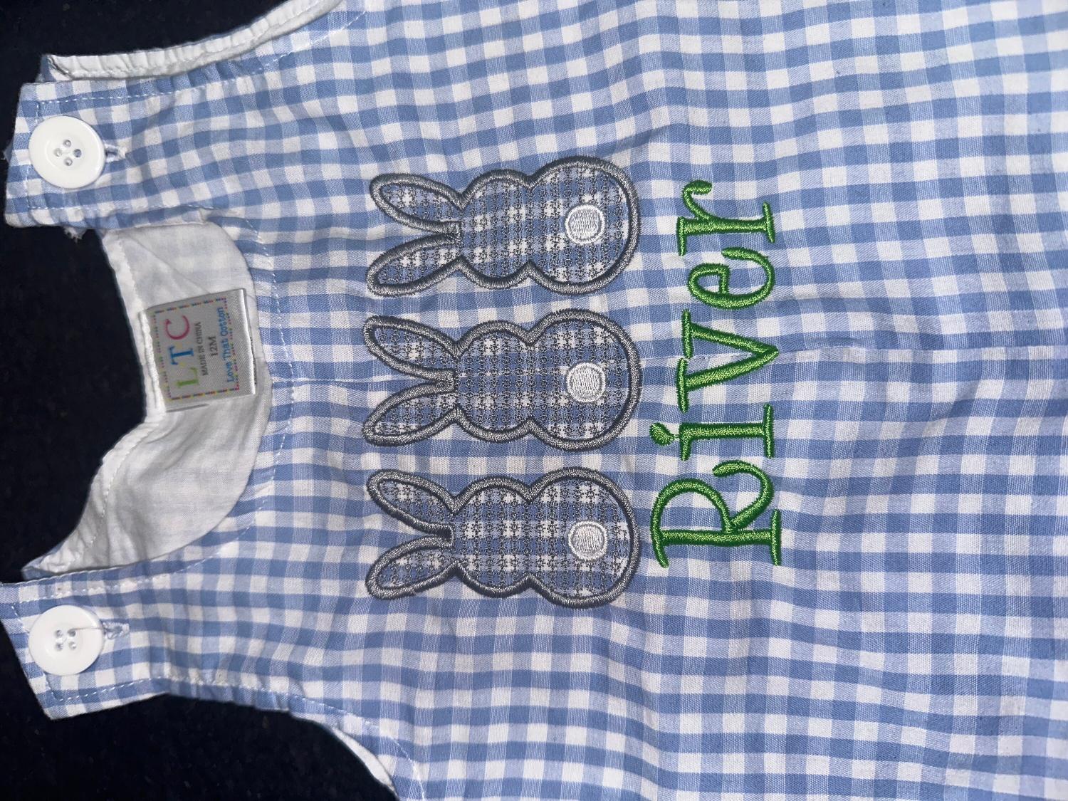 Personalized Boys Easter outfit with bunny design and name - Baby Boy Easter Outfit, Easter overalls, Easter monogrammed Longall outfit