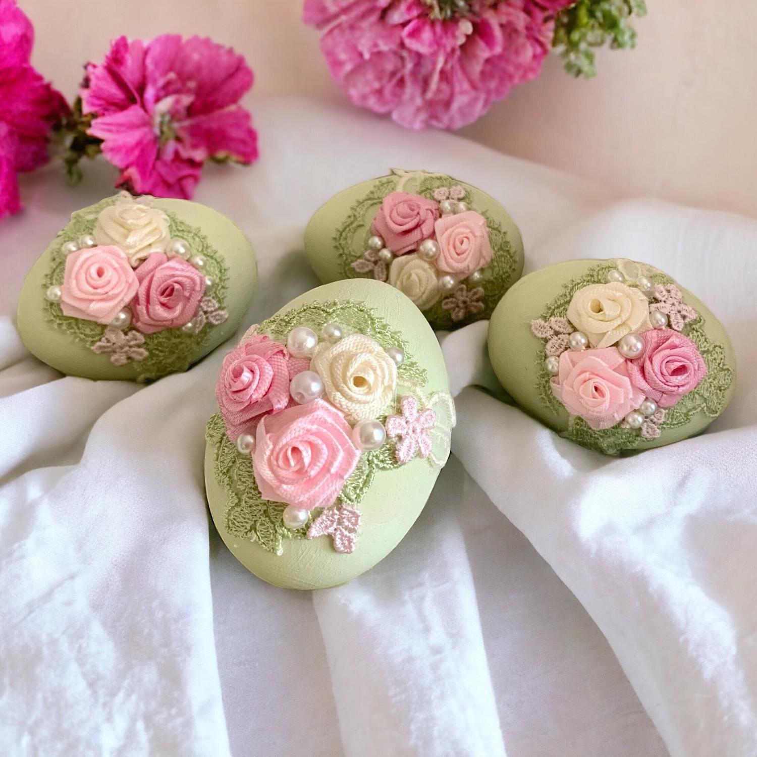 Shabby chic easter eggs Wooden eggs Easter basket ideas Decorated eggs