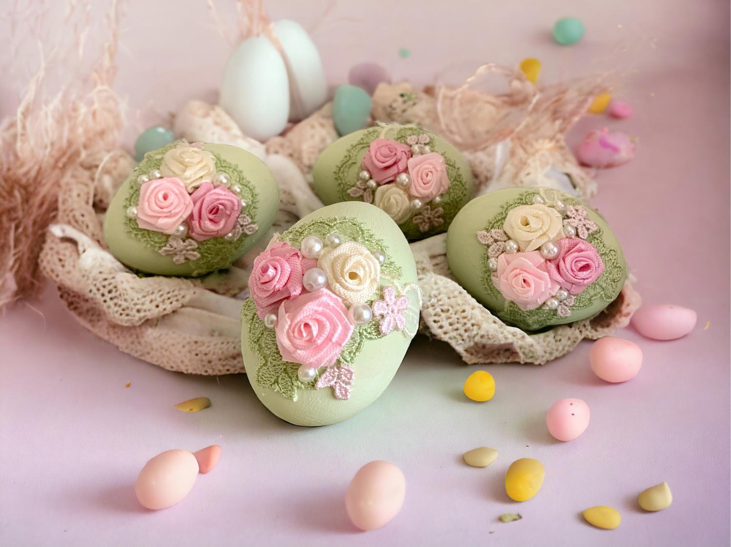 Shabby chic easter eggs Wooden eggs Easter basket ideas Decorated eggs