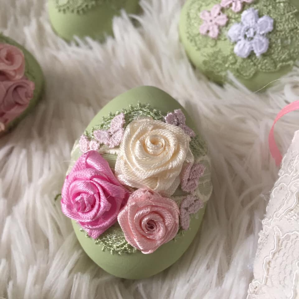 Shabby chic easter eggs Wooden eggs Easter basket ideas Decorated eggs