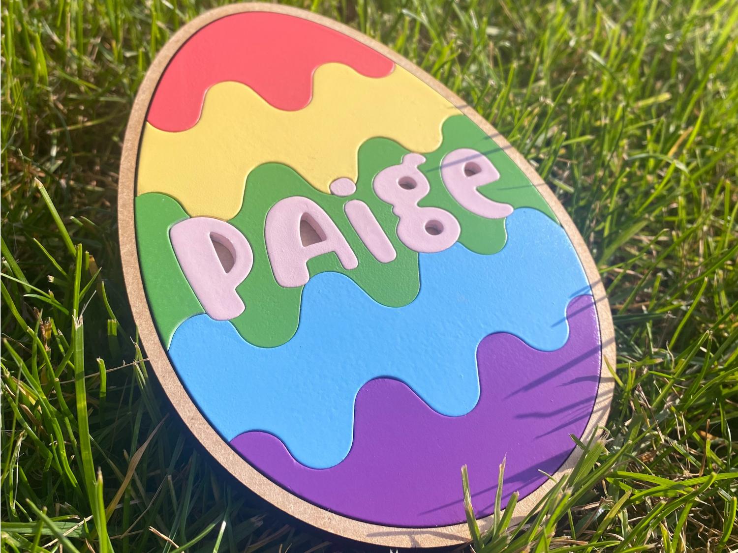 Easter egg wooden name puzzle, Easter basket stuffers, childrens puzzle, wood Easter egg, personalized easter egg, toddler easter gift