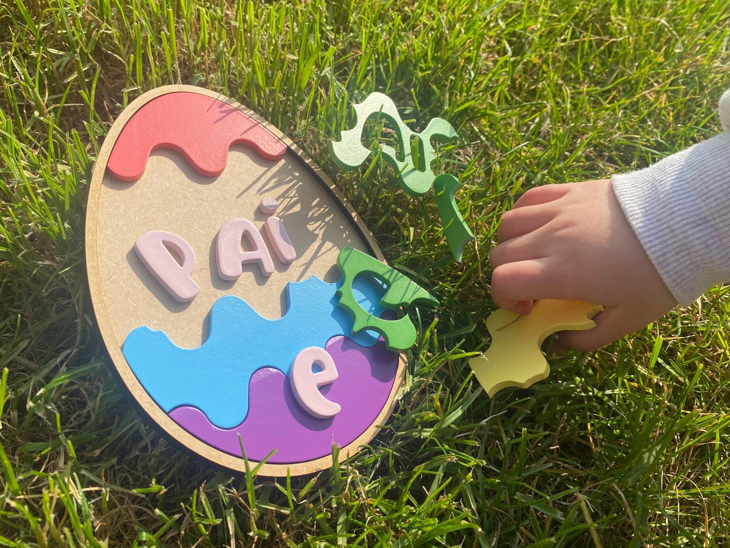 Easter egg wooden name puzzle, Easter basket stuffers, childrens puzzle, wood Easter egg, personalized easter egg, toddler easter gift